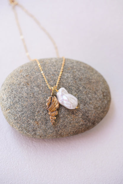 Shell + Keshi Pearl Necklace