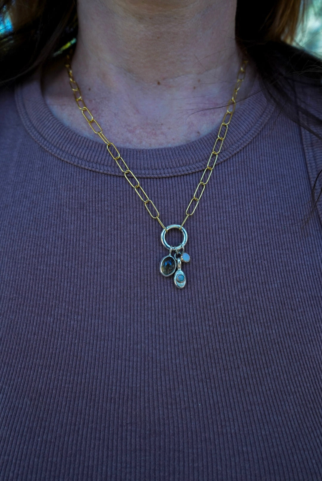 Rutilated Quartz + Australian Opal Necklace