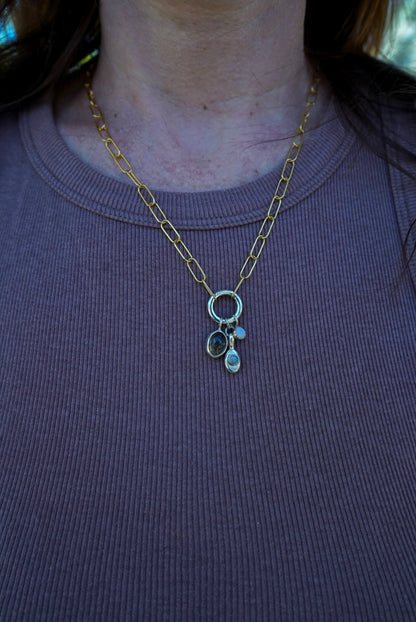 Rutilated Quartz + Australian Opal Necklace