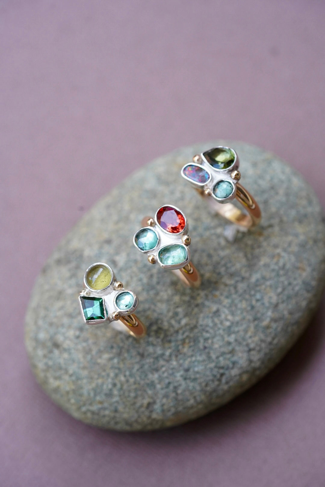 Tourmaline + Apatite + Kyanite Ring - Size 6