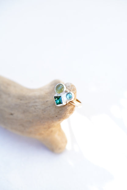 Tourmaline + Apatite + Kyanite Ring - Size 6