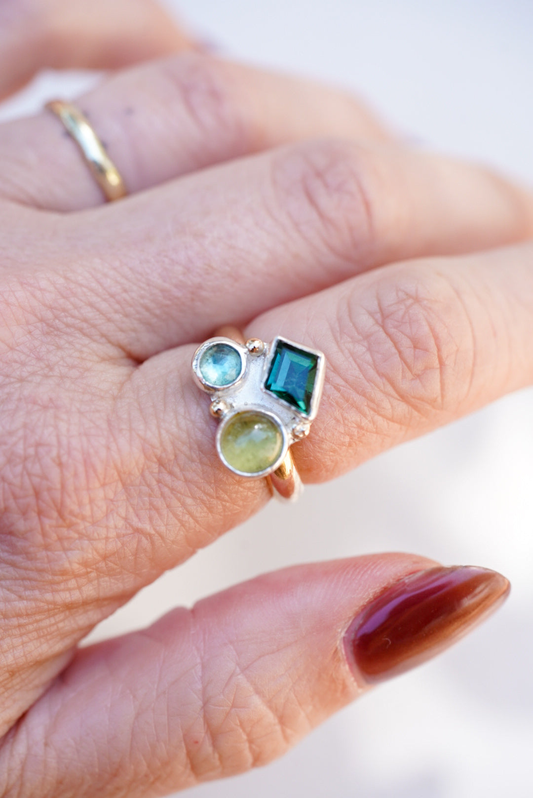 Tourmaline + Apatite + Kyanite Ring - Size 6