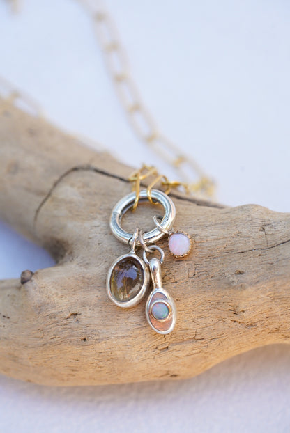 Rutilated Quartz + Australian Opal Necklace
