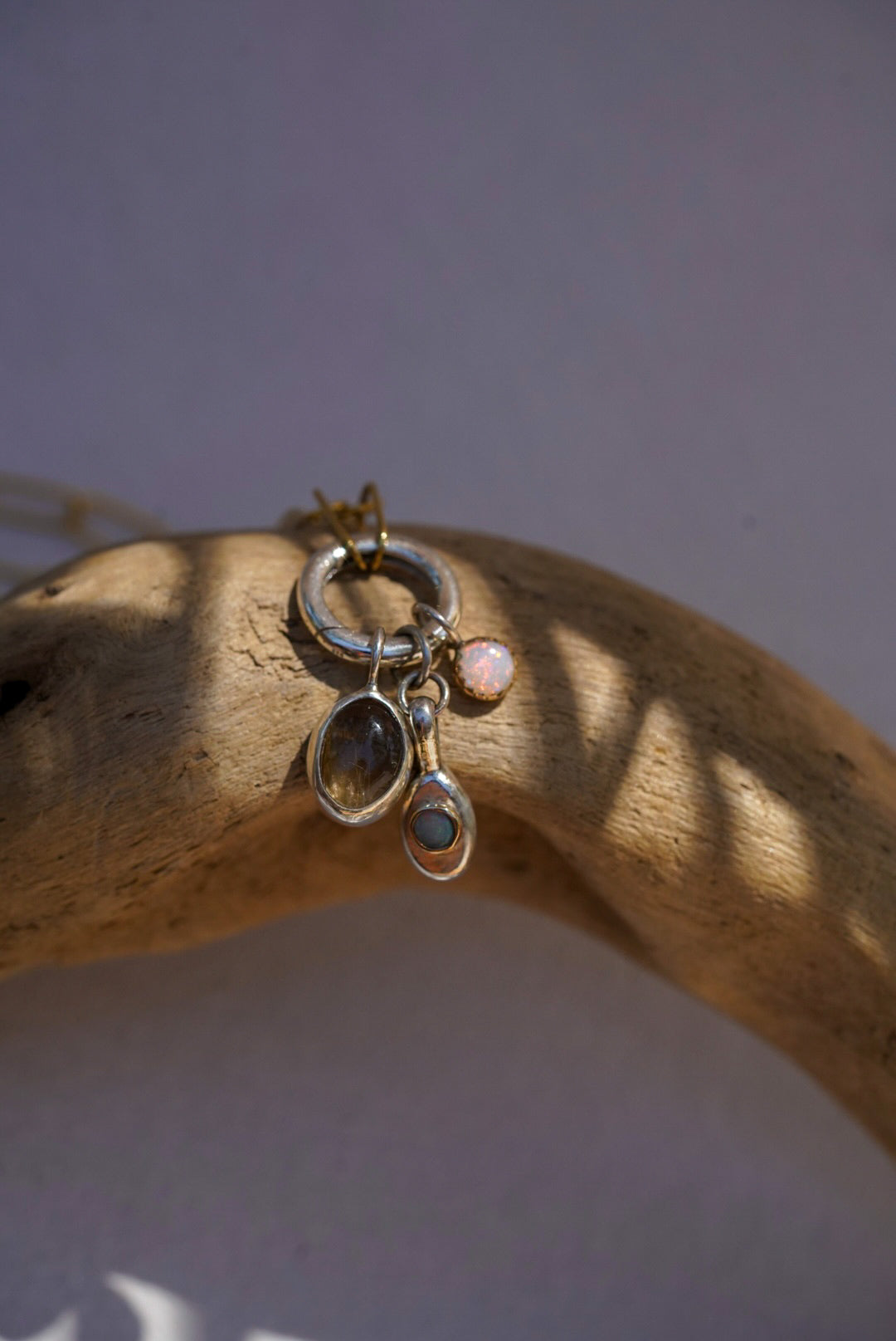 Rutilated Quartz + Australian Opal Necklace