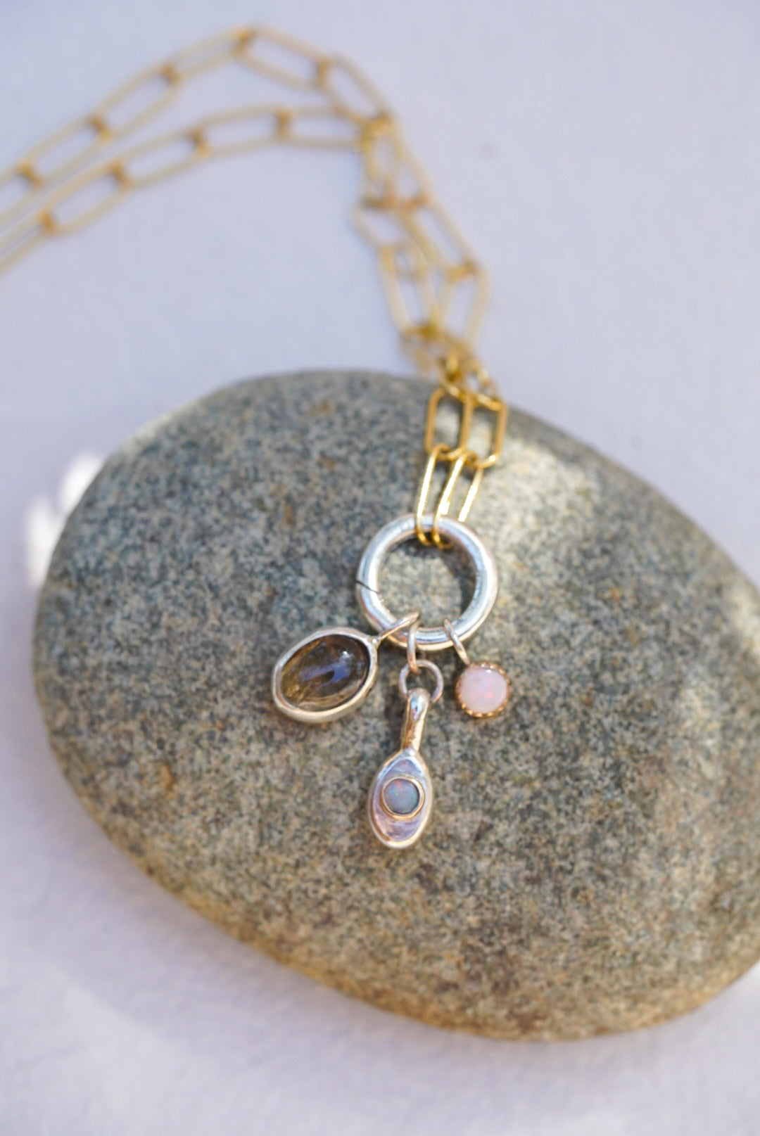 Rutilated Quartz + Australian Opal Necklace