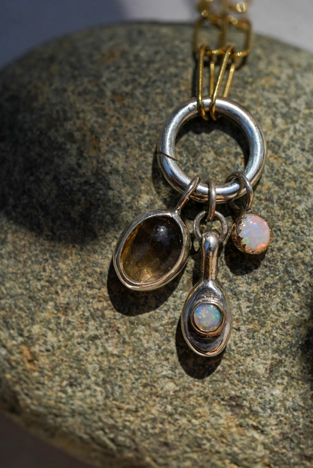 Rutilated Quartz + Australian Opal Necklace