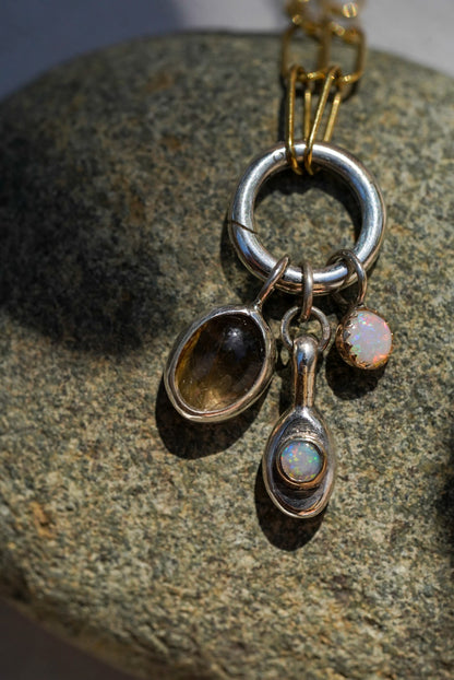 Rutilated Quartz + Australian Opal Necklace